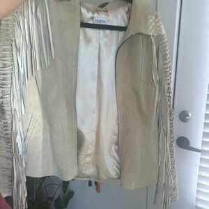 together Beige 100% leather Fringe Jacket - Women